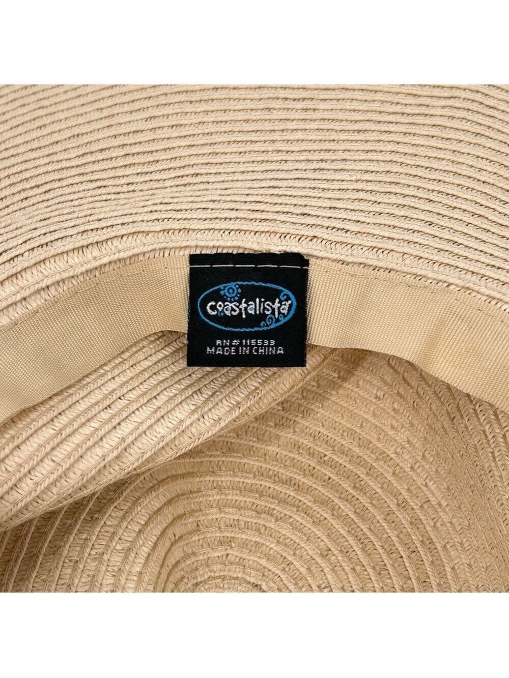 Coastalista Straw Wide Brim Hat Pom Pom NWT - Picture 13 of 14